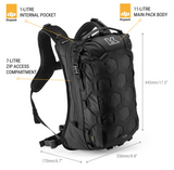 Features of Kriega's Trail18 motorcycle adventure backpack