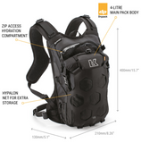 Features of Kriega's Trail9 motorcycle adventure backpack