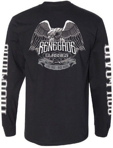 Renegade Classics eagle wing design motorcycle long sleeve shirt back