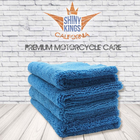 Shinykings four pack microfiber motorcycle detailing towels with marketing