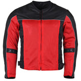 Vance Leathers armored 3-season red & black mesh motorcycle jacket VL1626RB front view