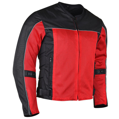Vance Leathers armored 3-season red & black mesh motorcycle jacket VL1626RB front angle view