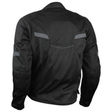 Vance Leather mass airflow reflective mesh motorcycle jacket with CE armor back angle view