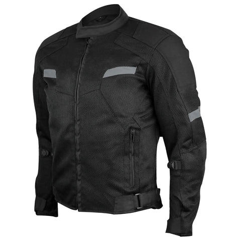 Vance Leather mass airflow reflective mesh motorcycle jacket with CE armor front angle view