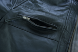 Vance Leathers waxed lambskin leather cafe racer motorcycle jacket black pocket