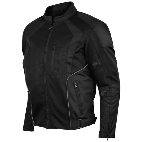 Vance Leathers reflective airflow mesh motorcycle jacket with CE armor front angle view