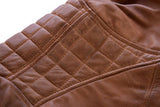 Vance Leathers Austin Brown color lambskin leather cafe racer motorcycle jacket shoulder