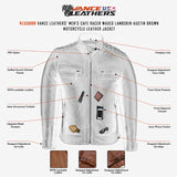 Additional features on Vance Leathers Austin Brown color lambskin leather cafe racer motorcycle jacket