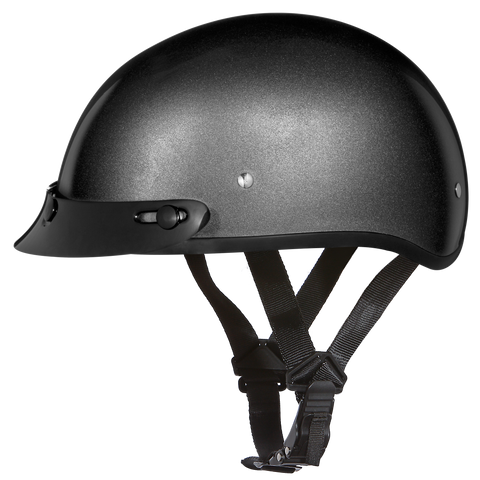 Daytona Helmets D1-GM Skull Cap Motorcycle Helmet Gun Metal Grey Metallic Side View