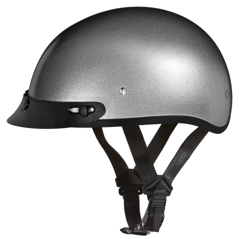 Daytona Helmets D1-SM Skull Cap Motorcycle Helmet Silver Metallic Side View