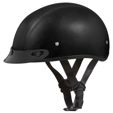 Daytona Helmets D3-A Leather Covered Skull Cap Motorcycle Helmet Side View