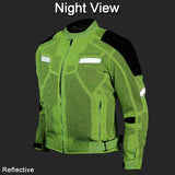 Vance Leathers VL1622HG Hi-Vis Mass Airflow Mesh Motorcycle Jacket with CE Armor Front Angle Nighttime View