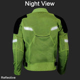 Vance Leathers VL1622HG Hi-Vis Mass Airflow Mesh Motorcycle Jacket with CE Armor Rear Nighttime View