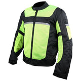 Vance Leathers VL1625HG Hi-Vis Mesh Motorcycle Jacket with CE Armor Front Angle View
