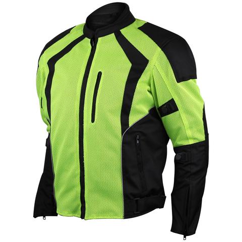Vance Leathers VL1623HG Hi-Vis Mass Airflow Mesh Motorcycle Jacket with CE Armor Front Angle View