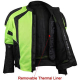 Vance Leathers VL1623HG Hi-Vis Mass Airflow Mesh Motorcycle Jacket with CE Armor Liner View