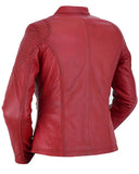 Daniel Smart Mfg. cabernet leather motorcycle jacket back angle