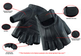 Daniel Smart Mfg. fingerless deerskin leather motorcycle gloves features