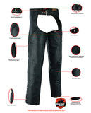 Daniel Smart Mfg. DS410 leather motorcycle chaps features