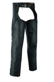 Daniel Smart Mfg. DS410 leather motorcycle chaps front angle