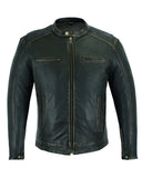Daniel Smart Mfg. distressed lambskin motorcycle cruiser jacket front