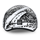 Daytona Helmets Live Fast 1/2 shell motorcycle helmet rear view.