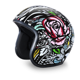 Daytona Helmets cruiser helmet open face with tribal design front angle view without visor.