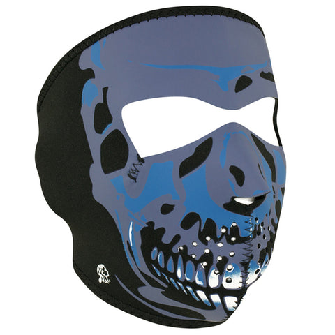 ZANheadgear blue chrome skull neoprene face mask.